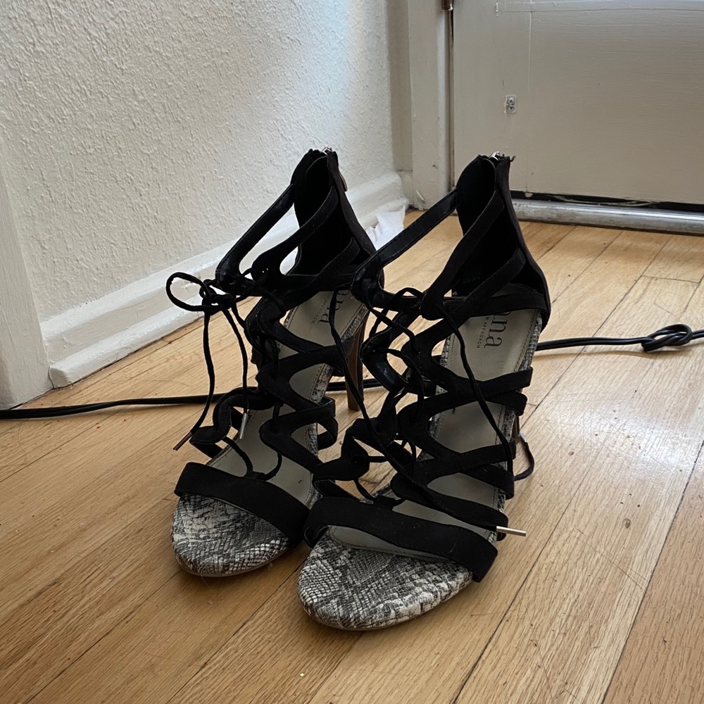 a.n.a. black strappy heels